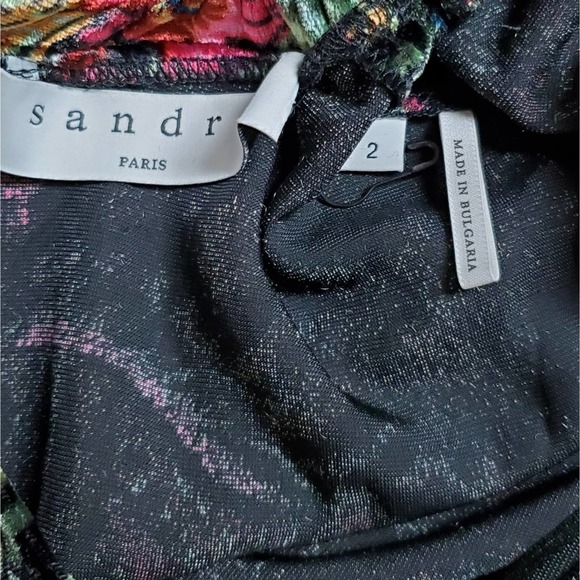 Sandro Paris Mini Dress Long Sleeve Floral Velvet Fall Retro Boho Cocktail 2 - Picture 9 of 9